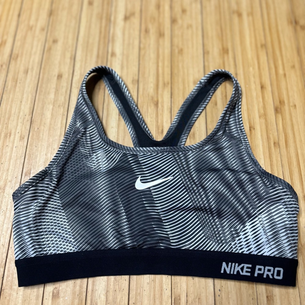 Nike Black and Gray Sports Bra Moisture-Wicking Intimates